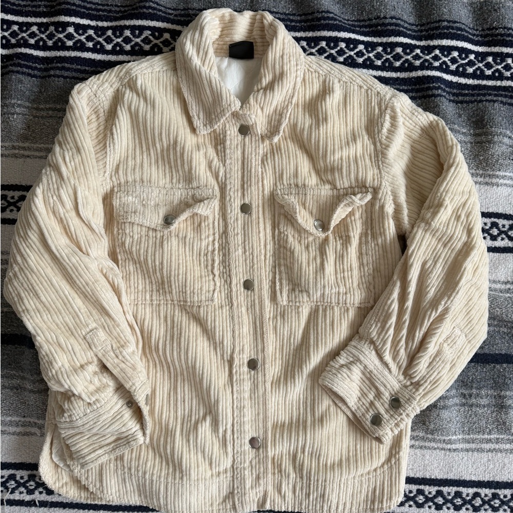 BDG cream corduroy button up trucker jacket Size XS/S